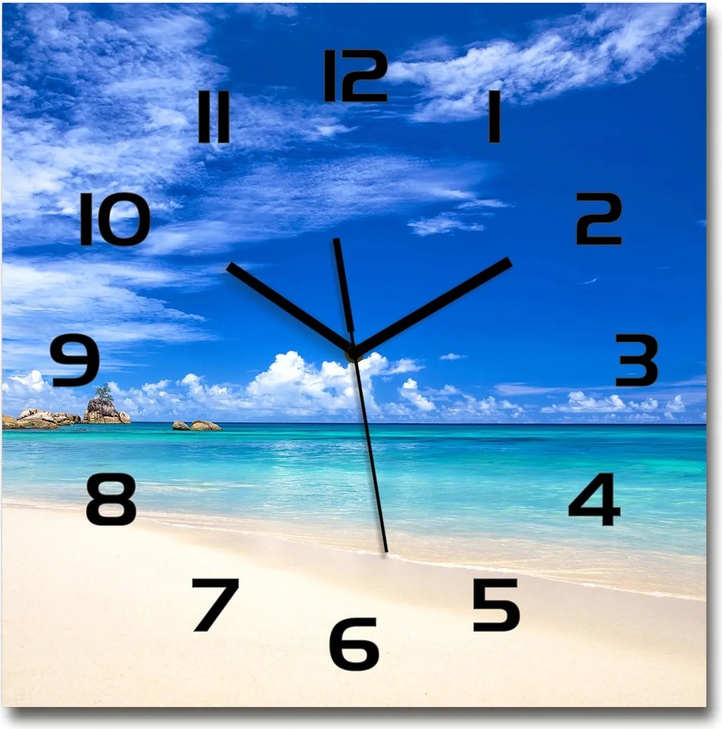 Nagy üveg falióra Trópusi tengerpart 60x60