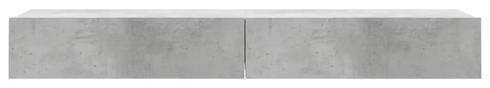 2 db betonszürke TV-szekrény LED-lámpákkal 60x35x15,5 cm