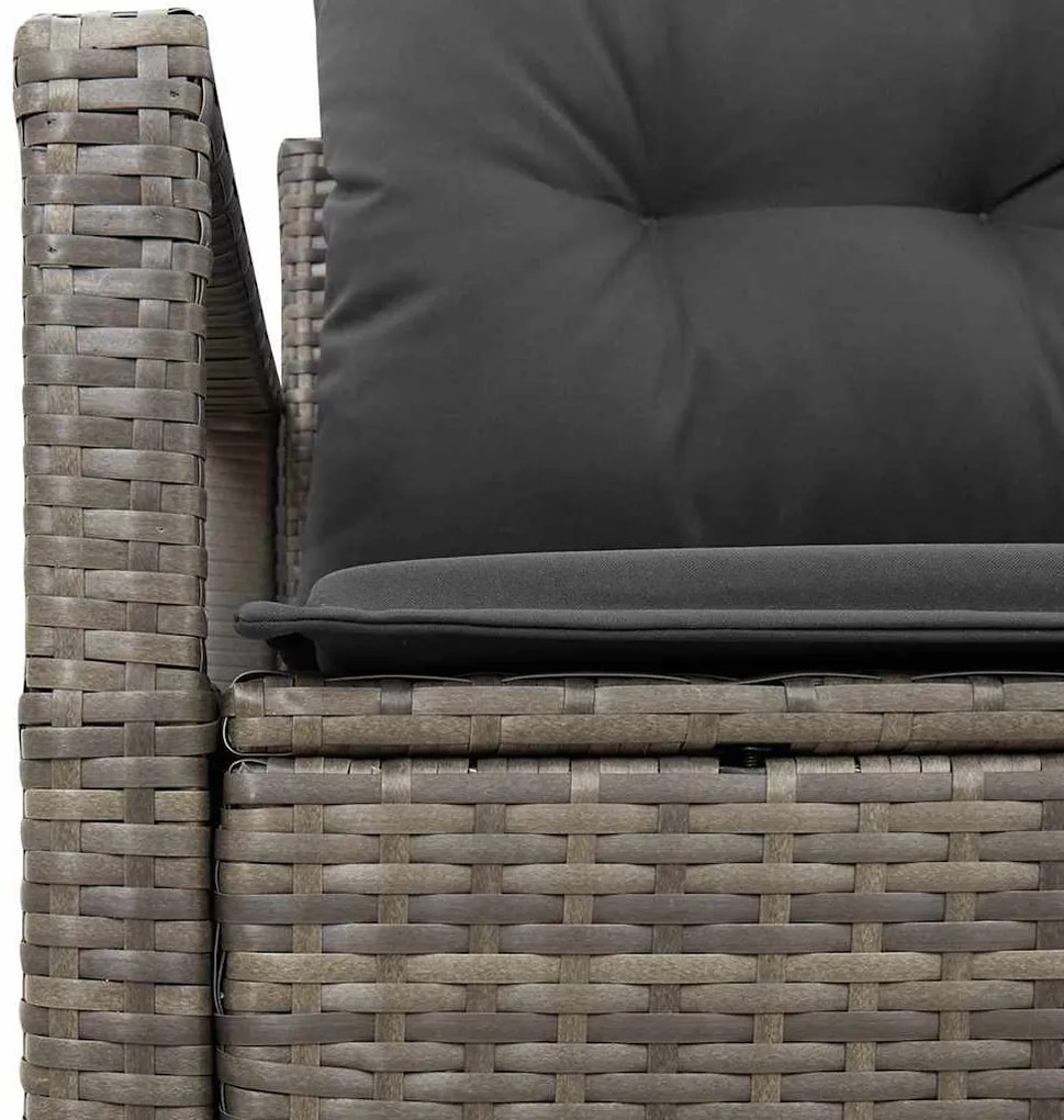 2-Fős Kerti Kanapé Párnákkal Szürke Polyrattan