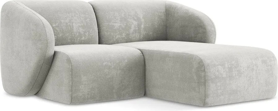 Világosszürke zsenília sarokkanapé (jobb oldali-heverő résszel) Lani – Makamii