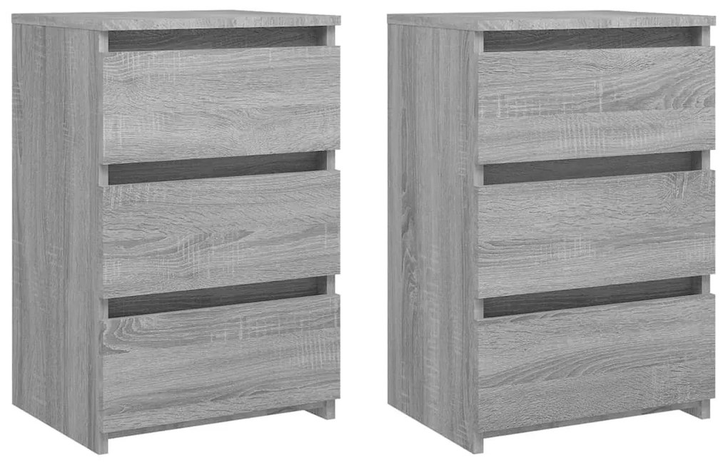 2 db szürke sonoma szerelt fa éjjeliszekrény 40x35x62,5 cm