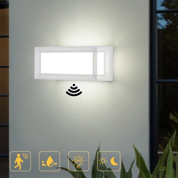 Brilagi - PARKER LED kültéri fali lámpa érzékelővel, 12W/230V, fehér, IP44