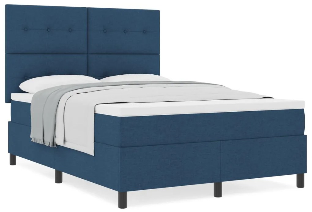 Box Spring Ágy Matraccal Kék 140x190 cm Szövet