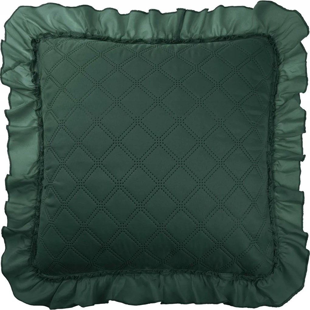 Dekoratív párnahuzat Ruffy 45x45 üveg zöld, fodros
