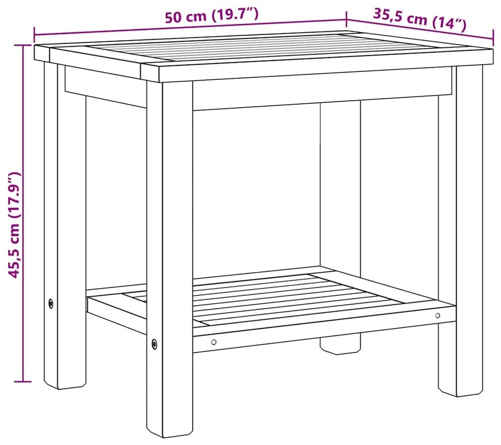 Dohányzóasztal Barna 50 x 35 x 45 cm Tömör tíkfa
