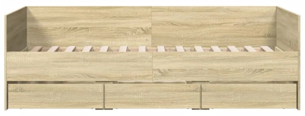 sonoma tölgy kanapéágy fiókkal matrac nélkül 100x200 cm
