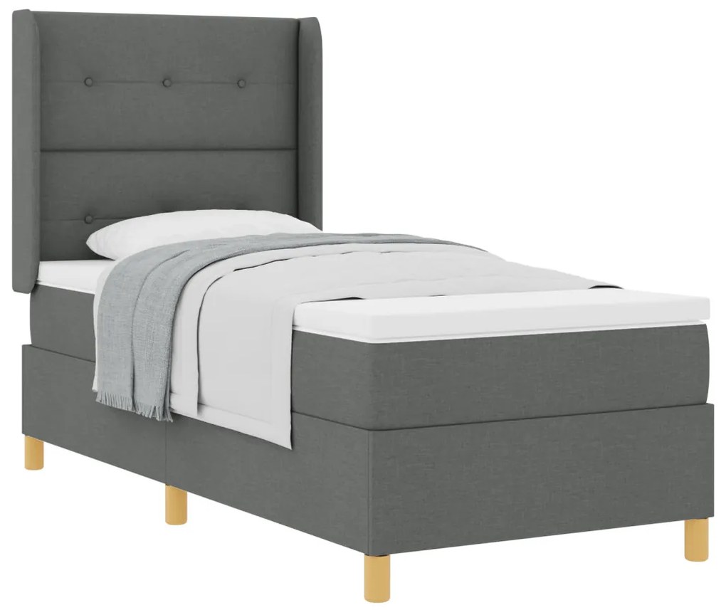 Boxspring Ágy Matrac Részével Sötétszürke 100x200 cm Szövet