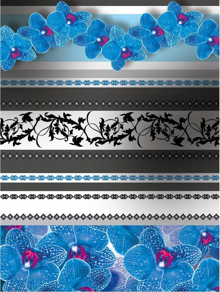 Fotótapéta Kék orchideák Színátmenet Geometria Elegancia 206x275 +ragasztó