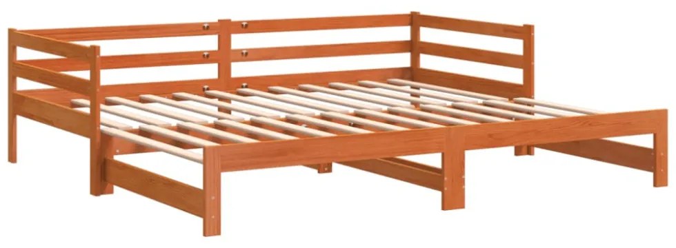viaszbarna tömör fenyőfa kihúzható kanapéágy 80 x 200 cm