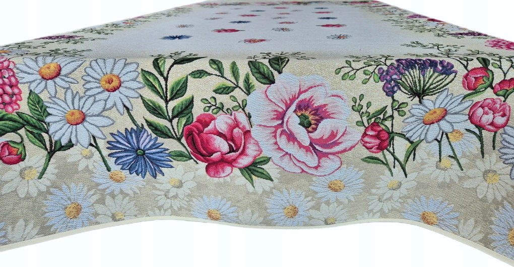 Abrosz 140x180 cm nagy gobelin asztalhoz vastag virágmintás anyag Minták