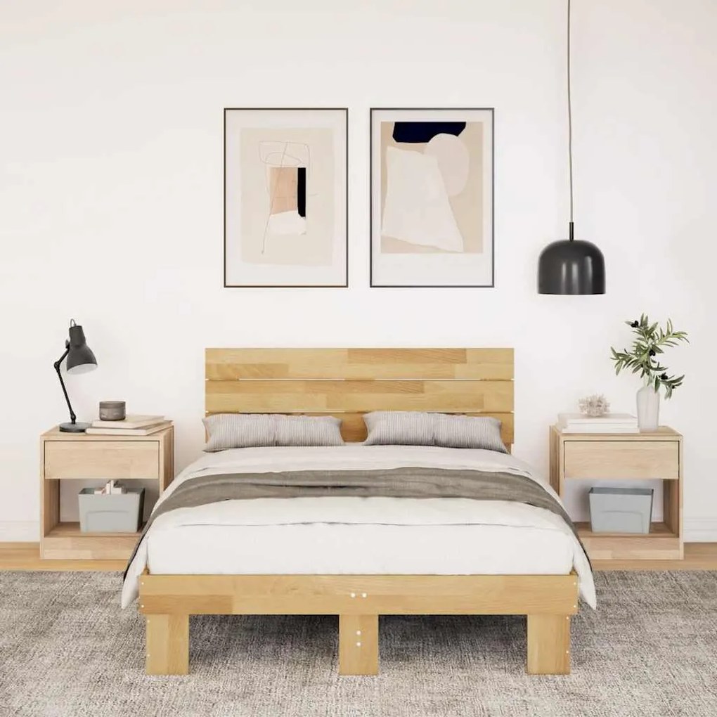 ágykeret fejtámlával matrac nélkül 120x200 cm tömör fa tölgyfa