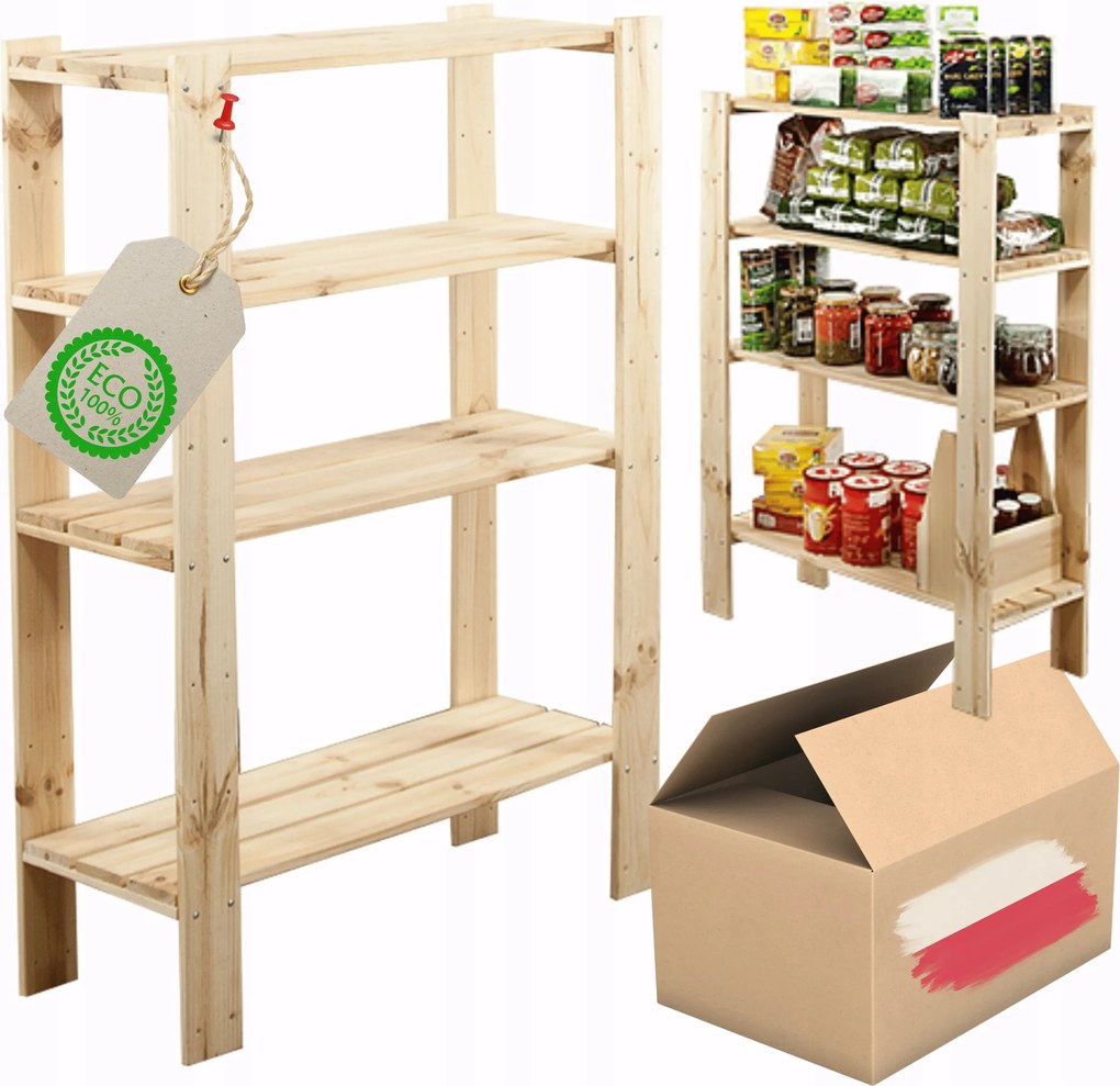 Könyvespolc játékpolc fa könyvespolc kamra 115cm Fenyő