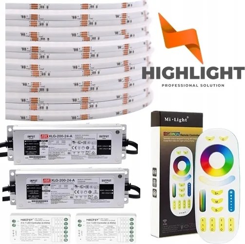 20m folyamatos fénysor szett Cob Rgb+cct IP65HS 16w/24v multi color