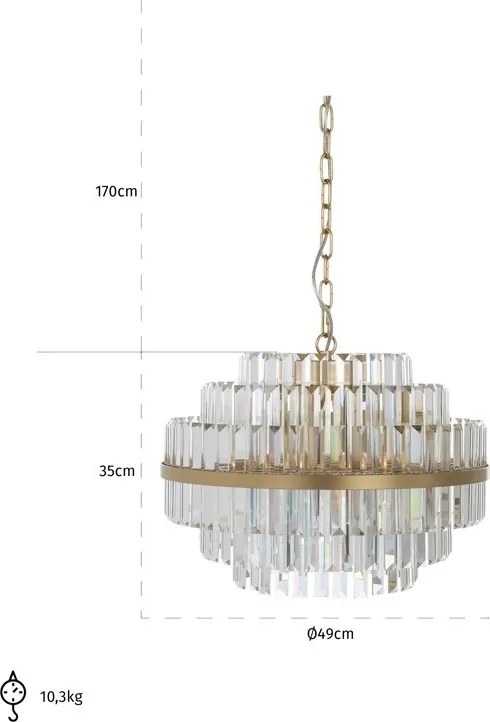 KING HOME -HL-0138 DESIRE Kristály Függesztett Lámpa Arany E14 IP20