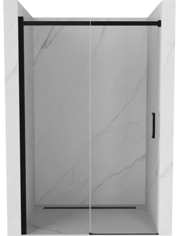 Mexen OMEGA tolózuhanyajtó 150 cm, fekete-átlátszó, 825-150-000-70-00
