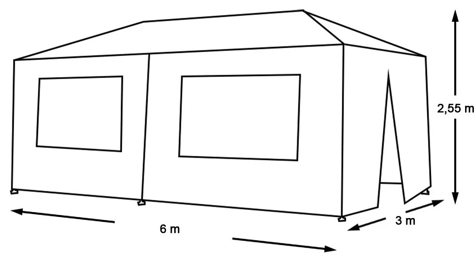 Party sátor fehér színben, 3 méretben-3x6 méteres