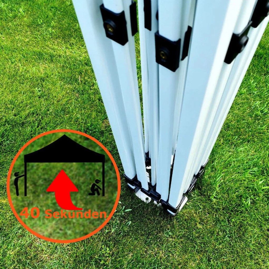 Szerelhető sátor 3x3m Ünnepségekre: Vízálló Védelem és Villámgyors Összecsukás - plusz 3 oldalfal - Fekete