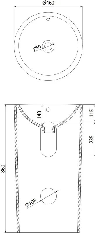 Mexen Nerda 46 x 46 cm szabadon álló mosdó, fehér - 26084600