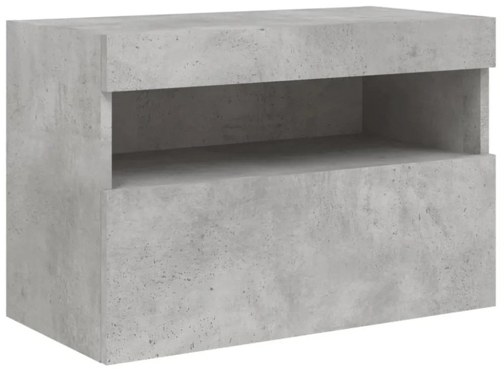 betonszürke falra szerelhető TV-szekrény LED-del 60x30x40 cm