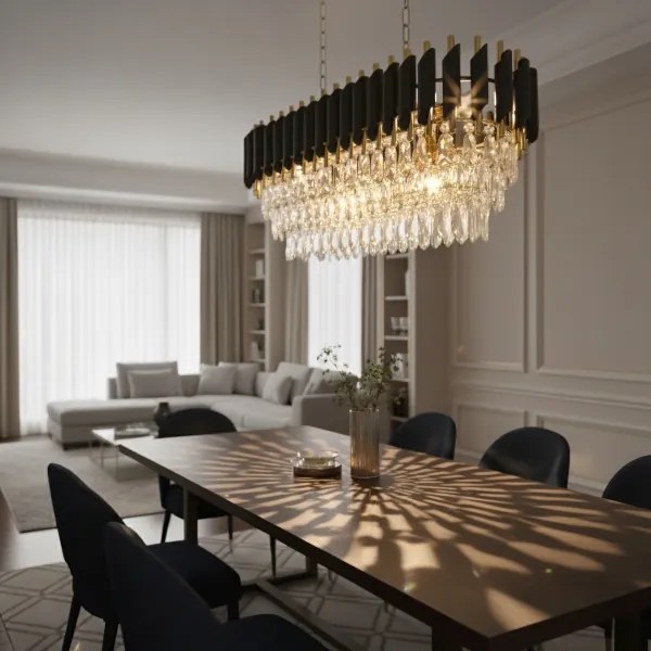 Brilagi - Láncos csillár ECLIPSE 10xE14/10W/230V 78x28 cm fekete/arany