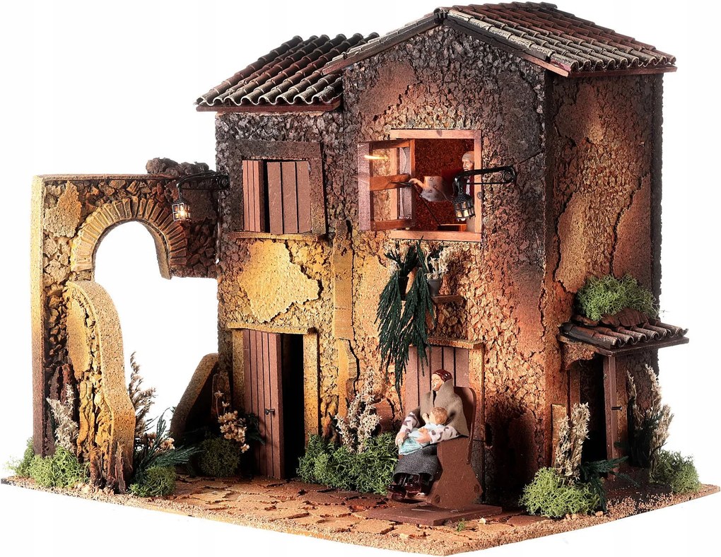 Nápolyi Mozgatható Betlehem Női Lakásvilágítással 40x45x35 cm