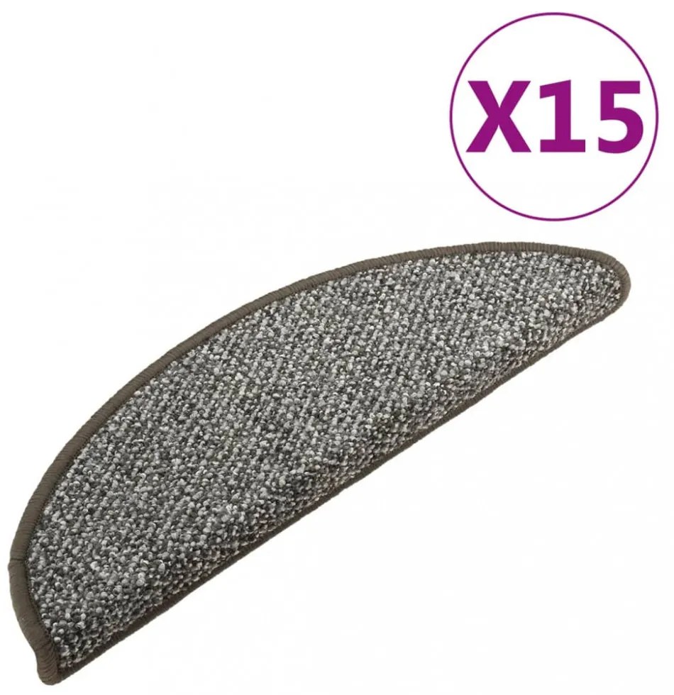 15 db antracitszürke lépcsőszőnyeg 65x21x4 cm