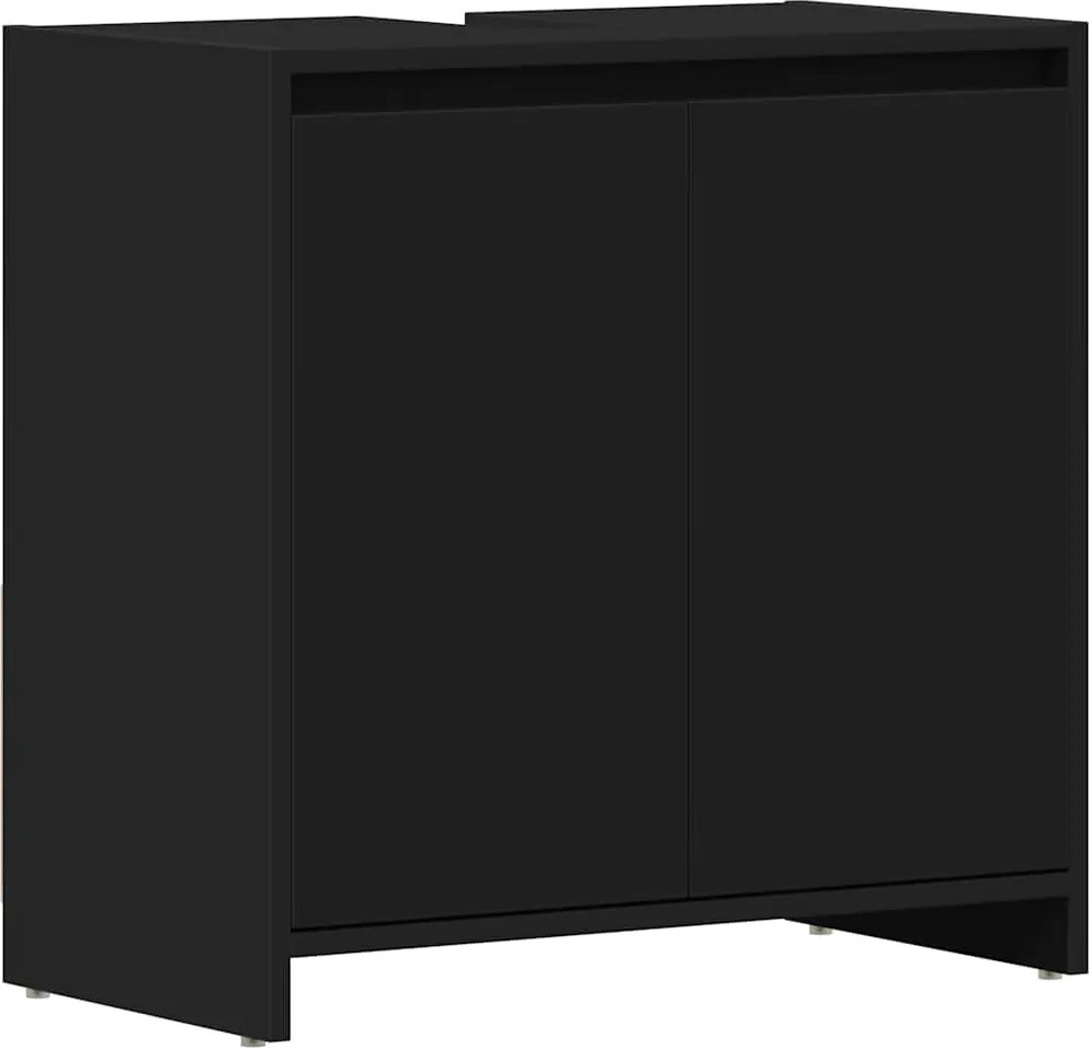 vidaXL fekete szerelt fa fürdőszobaszekrény 60 x 33 x 61 cm