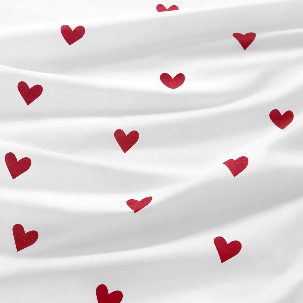 Goldea pamut drapéria - piros szívecskék, fehér alapon 180x150 cm