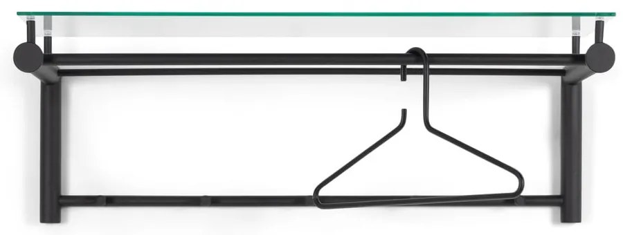 Fekete fém fali fogas polccal Suza – Spinder Design