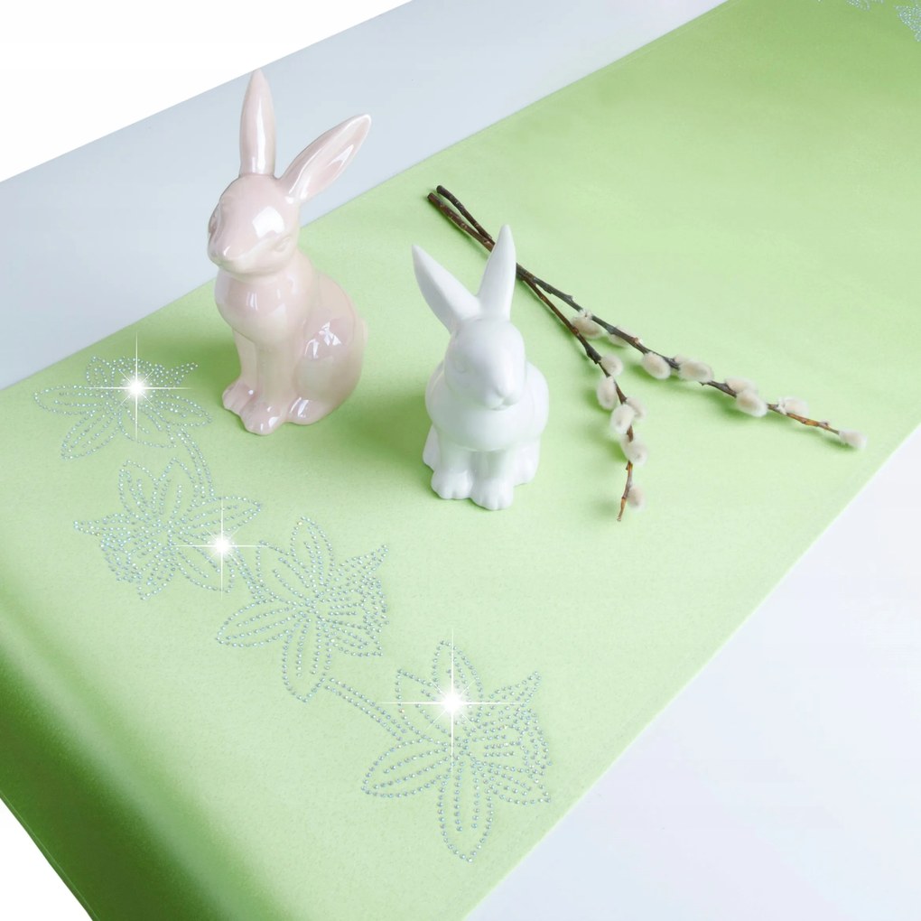Húsvéti asztali futó Nárcisz minta 40x120 cm zöld j