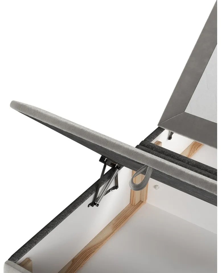 Világosszürke kárpitozott ágyneműtartós franciaágy 140x200 cm Tate – Maison de Rêve