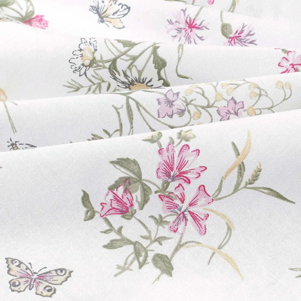 Goldea pamut párnahuzat - színes réti virágok fehér alapon 45 x 45 cm