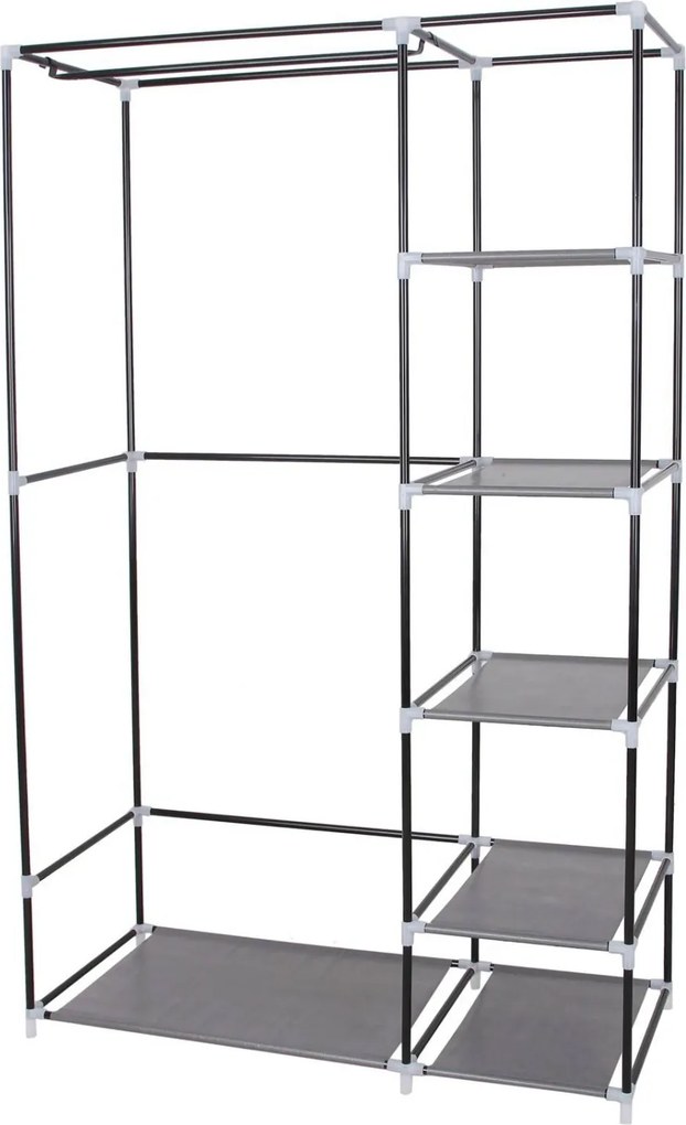 Szövet ruhatároló szekrény hordozható gardrób, szürke 110x45x175cm