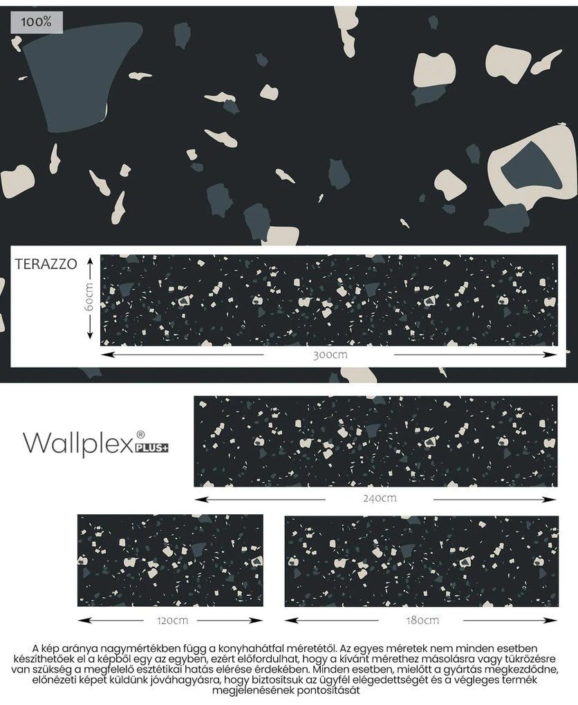 Wallplex konyhahátfal Terazzo 1 (Méret: 60x240)
