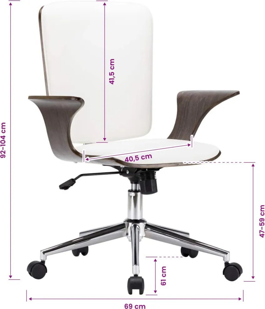 vidaXL Forgós Irodai Székek 2 db Műbőr 69 x 61 x 104 cm