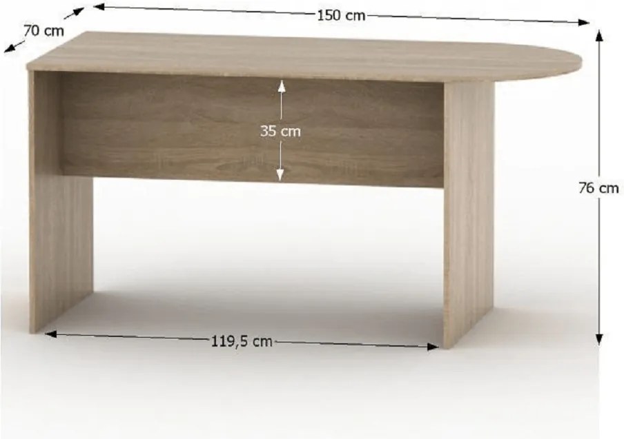 Tárgylóasztal ívvel 150, tölgy sonoma, TEMPO ASISTENT NEW 022