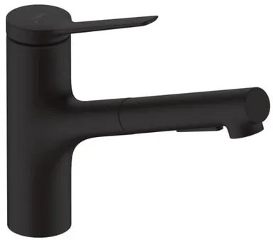 Hansgrohe Zesis mosogató csaptelep kihúzható zuhannyal, 2 áram fekete matt 74803670