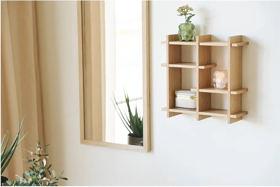 Natúr színű többszintes fali polc tölgyfa dekorral 40 cm Olsberg – House Nordic