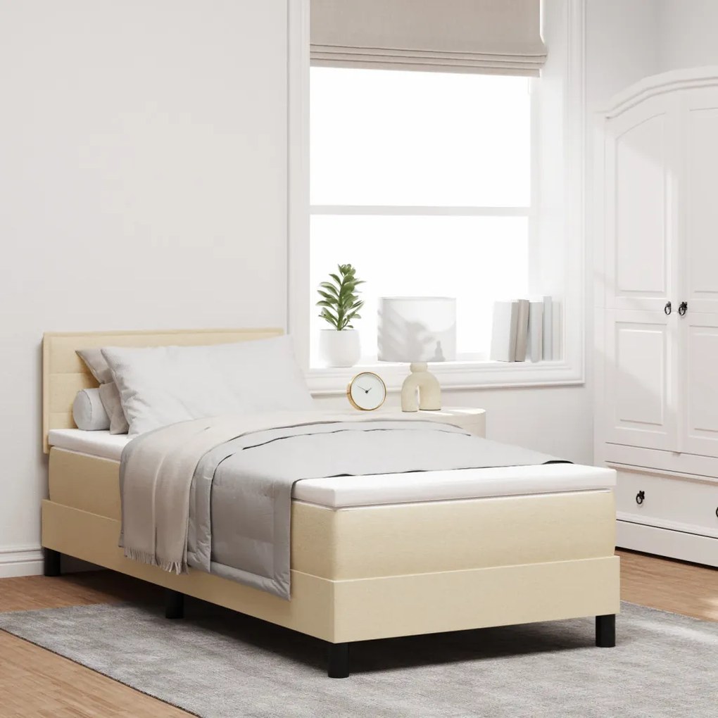 Box Spring Ágy matraccal Bézs 90x200 cm Szövet
