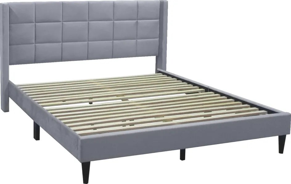 Ágy, 160x200, szürke Velvet szövet, BELATO