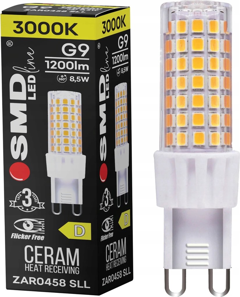 Izzó G9 Led 8,5W 1200lm Meleg Szín Nem Villog halogén egyenes