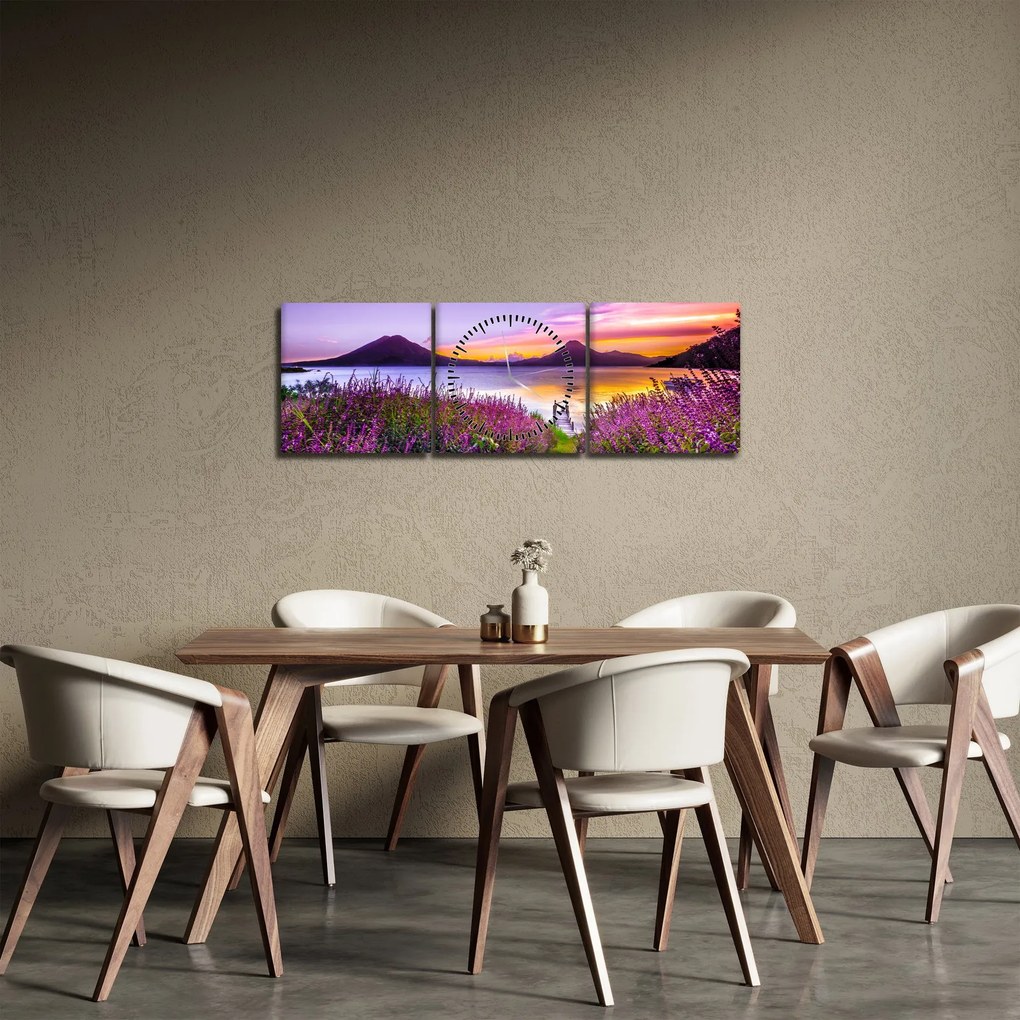 Tó képe (órával) (90x30 cm)