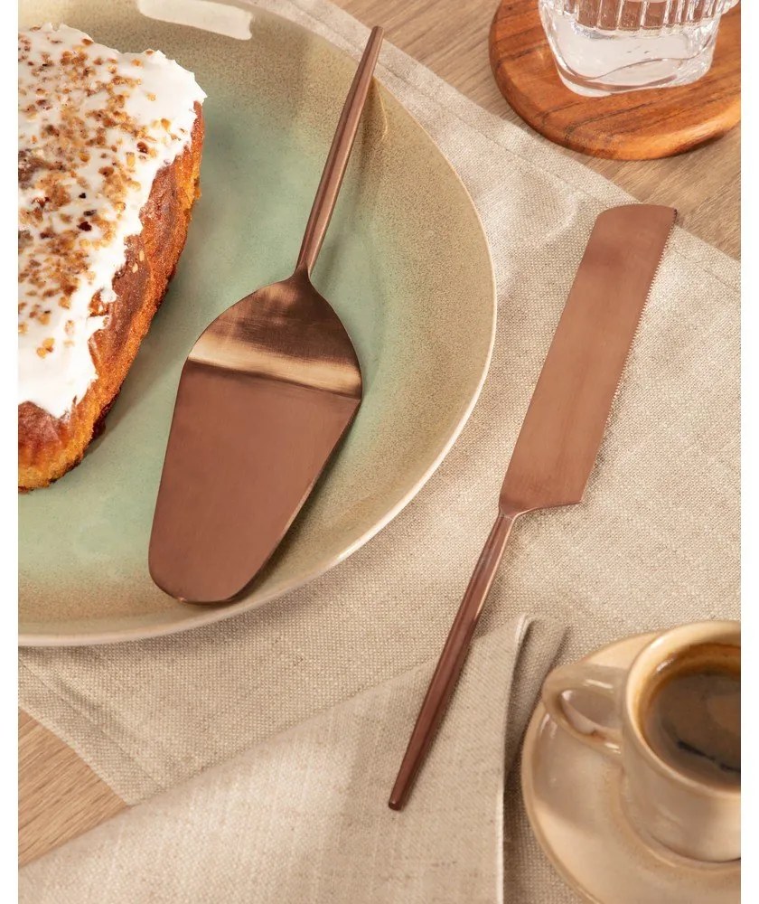 Rozsdamentes acél torta tálaló készlet 2 db-os Kelda – Kave Home