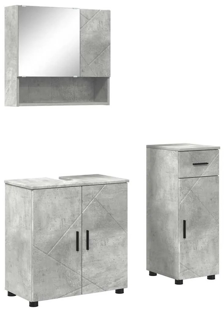 Fürdőszoba bútor szett 3 pcs Beton szürke 61 x 35 x 64 cm