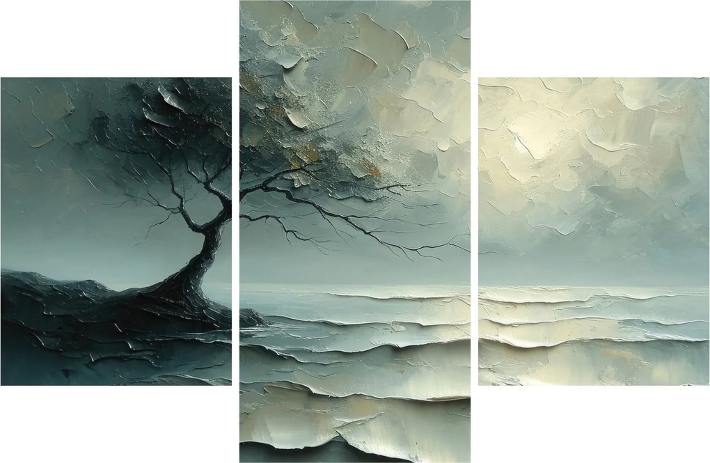 Kép - Olajfestmény egy fa az óceánnal (90x60 cm)
