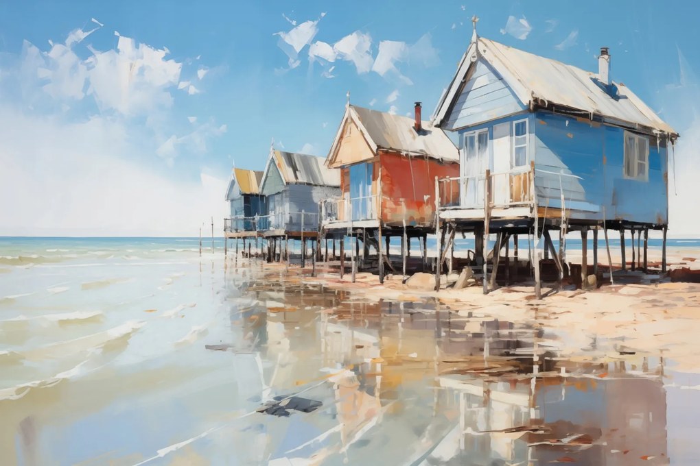 Poszter 91,5x61cm Festői tengerparti kunyhók