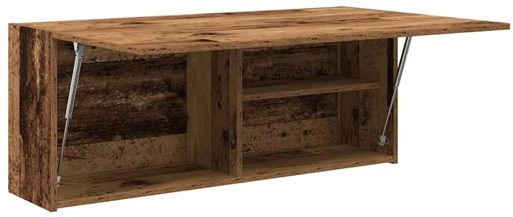 antik fa színű szerelt fa fali fürdőszobaszekrény 100x25x40 cm