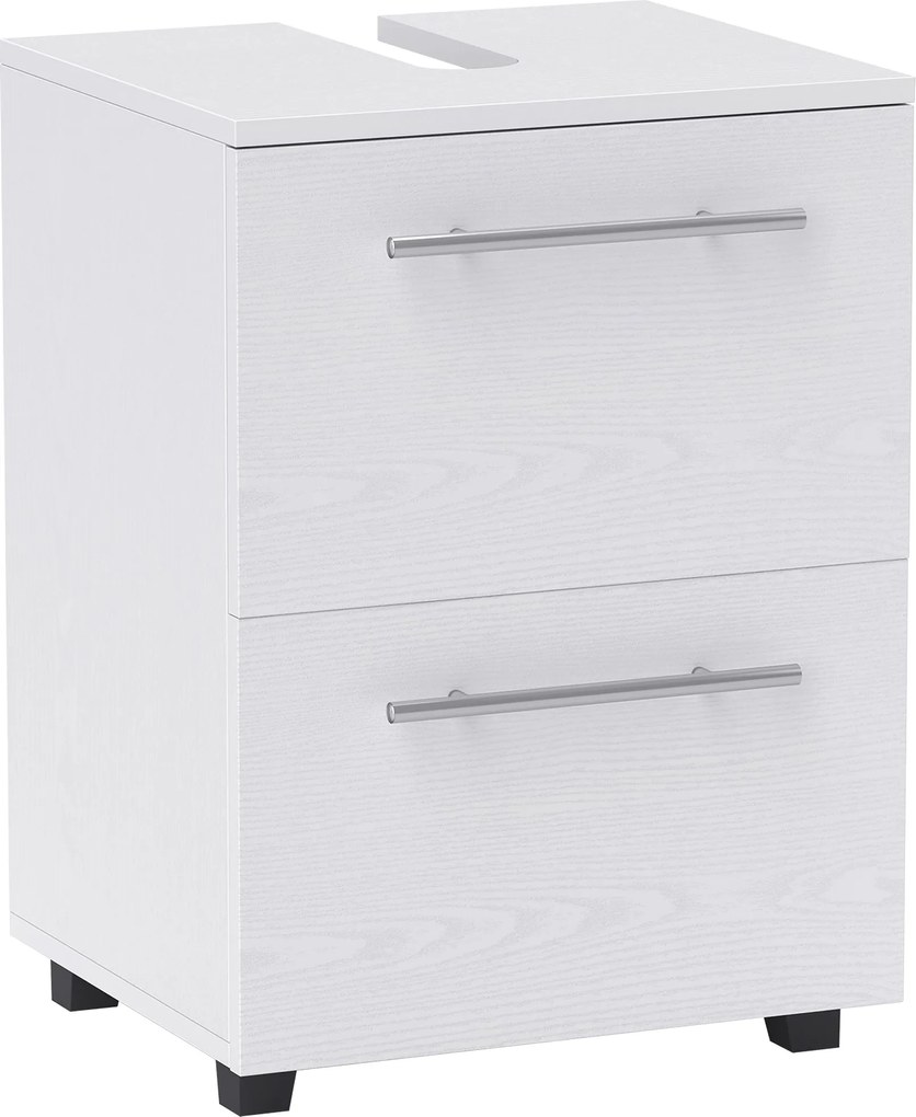 HOMCOM Mosdó Szekrény, Alatta Szekrény, Fiókos Fürdőszobai Szekrény Falra Szerelhető Mosdókhoz, Fehér, 41,5 x 35,5 x 59 cm | Aosom