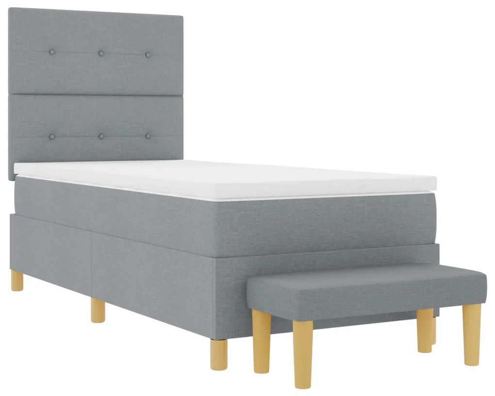 Boxspring Ágy Matrac és Pad Világosszürke 100x200 cm Szövet