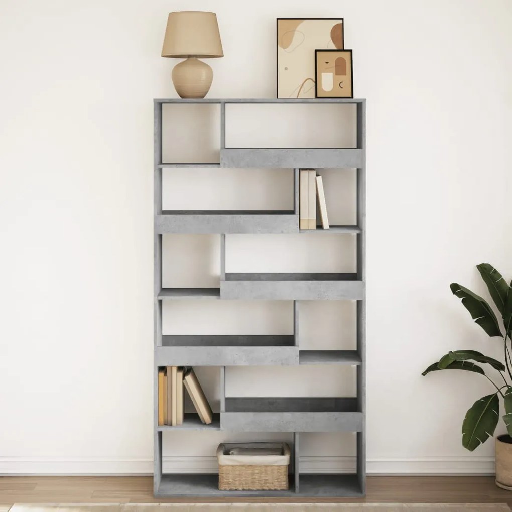 betonszürke szerelt fa könyvespolc 100 x 33 x 187,5 cm
